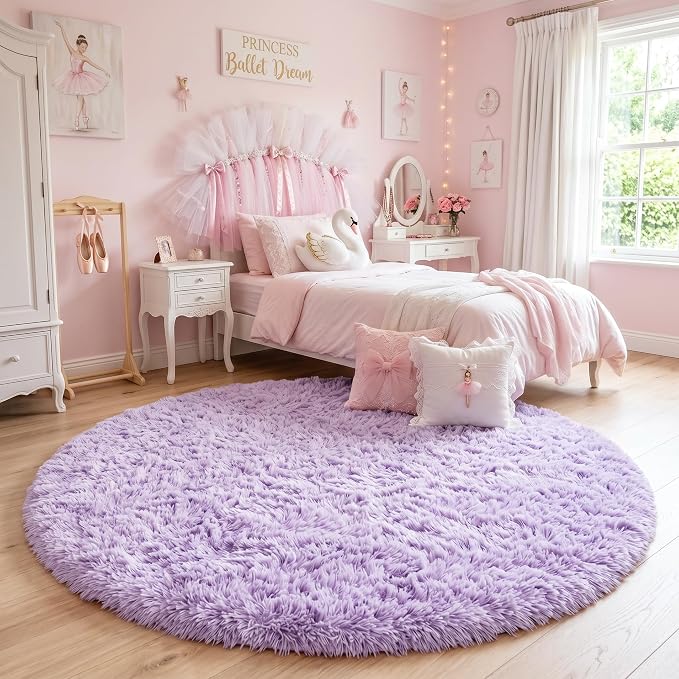 Amdrebio Light Purple Large Round Rugs 6Ft - Image 2