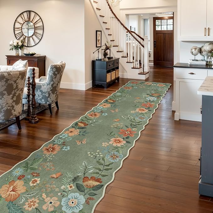 Lahome Floral Hallway Runner Rug Non Slip, Distressed Carpet - Image 2