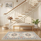 RELEANY Area Rugs Runner 2'6"x5' Washable Non-Slip, Floral Vintage Distress - Image 2
