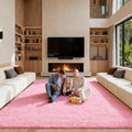 Area Rugs 9x12 Living Room, Large Fluffy Pink Rugs by Unknown