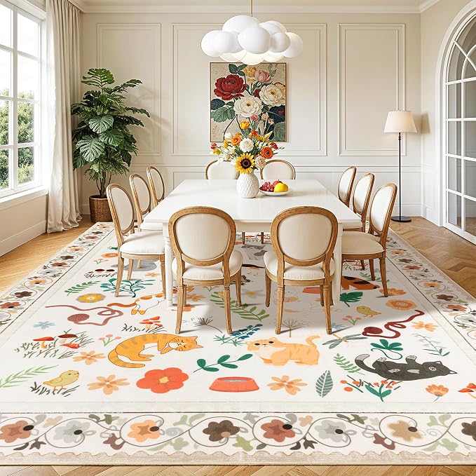 LIANLAM 8x10 Cat Lover's Area Rug, Washable Large Rug - Image 3