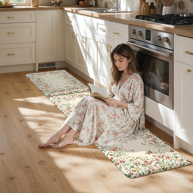 KIMODE Anti Fatigue Mats for Kitchen Floor, Farmhouse Kitchen Rugs Sets of 2 - Image 8