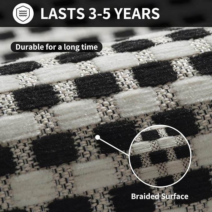 YDKGL Kitchen Rugs Non Slip Washable, Rubber Backing Soft Chenille Braided - Image 8