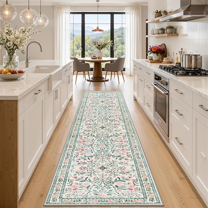 Runner Rug for Entryway: 2.6x10 Kitchen Rugs Non Slip Washable Ultra-Thin Soft by PLHXFRSoftAreaRugs