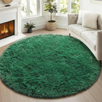 ONASAR Dark Green Round Area Rugs 5ft, Fluffy Soft Bedroom Circle Rug - Image 4
