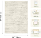 Latte&Fog Ivory 4x6 Area Rug, Vintage Washable Cute Small Rugs - Image 2