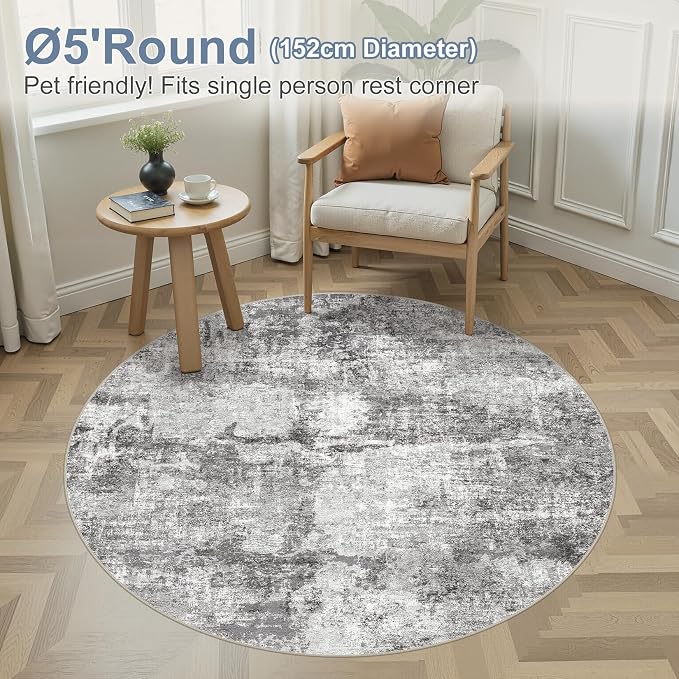 DMOYEST 5ft Round Area Rug for Living Room - Image 2