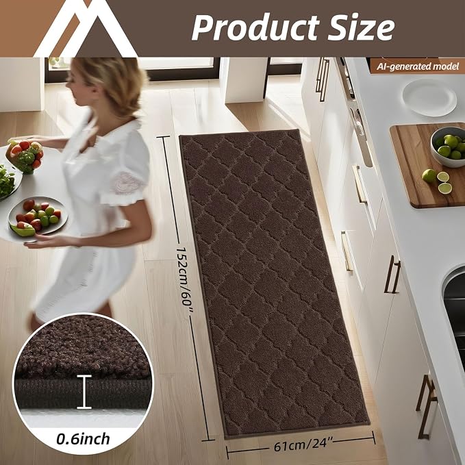 COSY HOMEER-Kitchen-Rugs-Non-Slip-Washable 24"x60" Absorbent Kitchen Runner Rug - Image 2