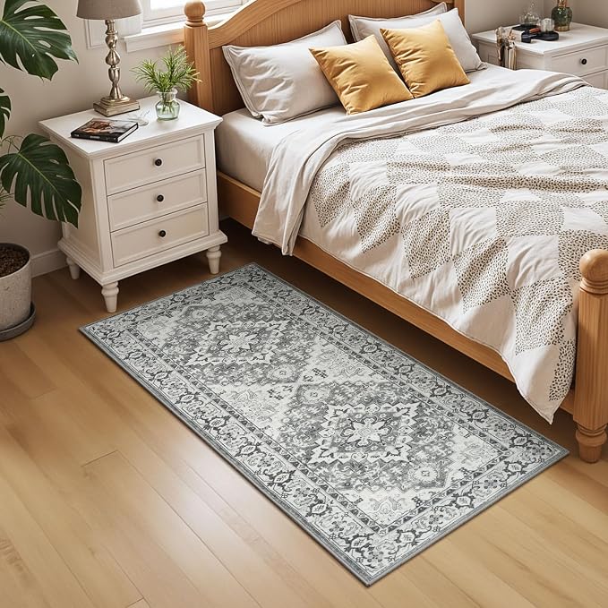 Lessymo 2 x 5 Runner Entryway Rug, Machine Washable Kitchen Rugs Boho Faux Wool - Image 2