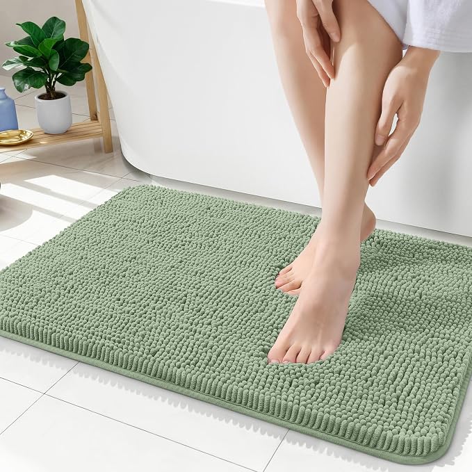 OLANLY Bathroom Rugs 35x24, Extra Soft Absorbent Chenille Bath Rugs, Rubber - Image 3