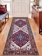 SERISSA Boho Washable Runner Rug, 2x5 Rug Runner Non-Slip Vintage Burgundy Navy - Image 5