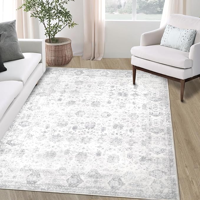 Washable 4×6 Area Rugs for Living Room, Vintage Floral Rug Soft Non Slip Stain by Dotiiorug