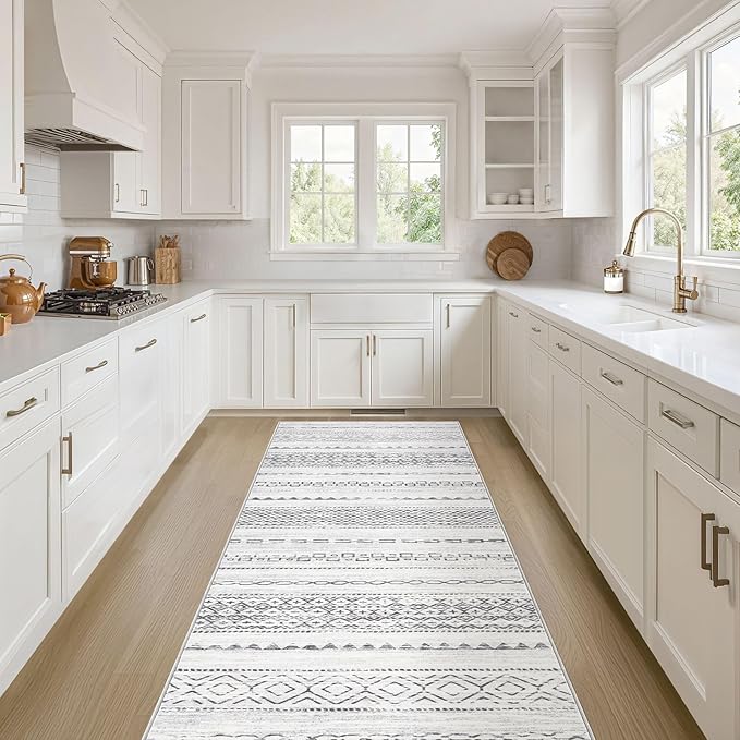 Nakagishi Runner Rug Kitchen Washable Rugs: 3x8 Non-Slip Boho Soft Modern Stain by NakagishiAreaRug