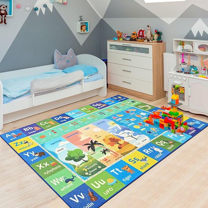 Macgace ABC Kids Rug for Playroom, 5x7 Washable Classroom Area Rugs, Toddler - Image 3