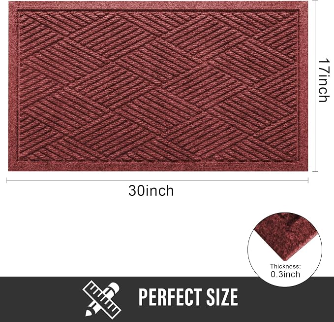 HIYARD Sturdy Front Door Mat, Absorbent Muddy Dirt Resist Welcome Door Mats - Image 2