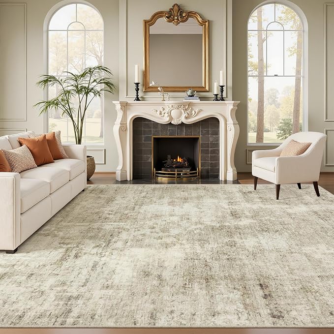 Soalmost Area Rug 10x12 Vintage Washable Living Room Large Carpet Non Slip - Image 2