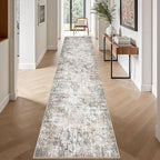 2.6'x14' Runner Rug Washable Rug: Modern Abstract Soft Thin Runner Rug Brown - Image 4