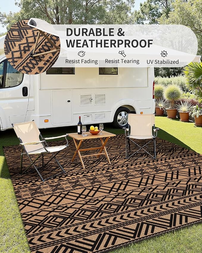MontVoo Outdoor Rug Carpet Waterproof 6x9 Outdoor Patio Rug Mat Reverisble - Image 3