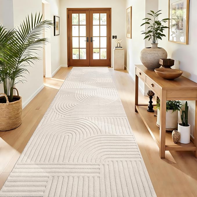 Pauwer 3x12 Washable Area Rugs for Living Room Modern Beige Solid Color Soft by Pauwer