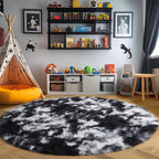 Amdrebio Black White Grey Round Rug 5Ft Circle Area Rugs - Image 8