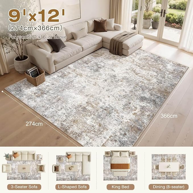 UERMEI 9x12 Washable Area Rug - Image 4