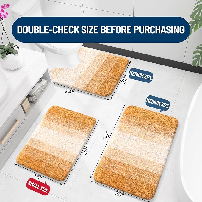 OLANLY Luxury Toilet Rugs U-Shaped 24x20, Extra Soft and Absorbent Microfiber - Image 2