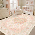 CAPALOCA Machine Washable Rugs Nursery Rug 8x10 Cute Girl Non Slip Low Pile - Image 2