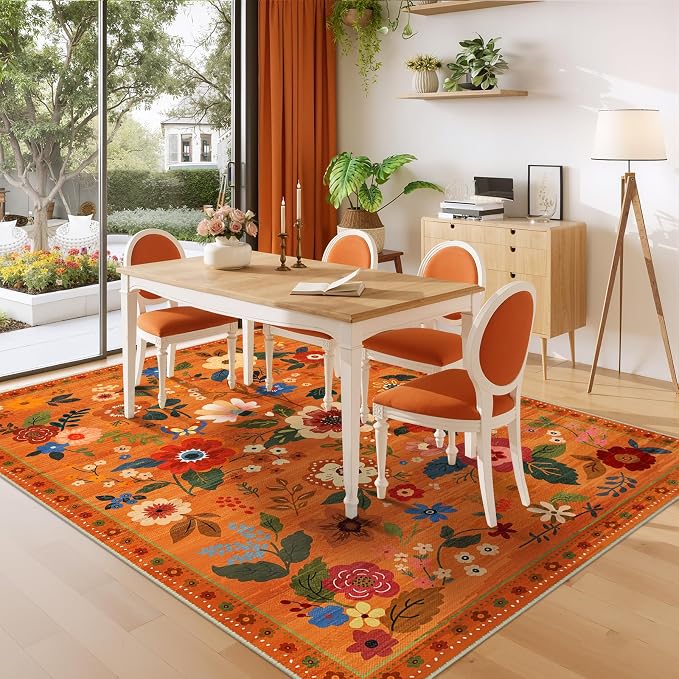 RELEANY Floral 6x9 Area Rugs Washable Print Boho Cute Carpet Non Slip Flower - Image 6