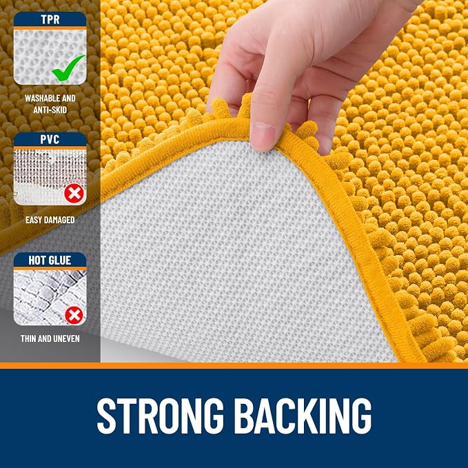 OLANLY Large Bathroom Rugs 47x32, Soft Absorbent Chenille Bath Rugs, Rubber - Image 6