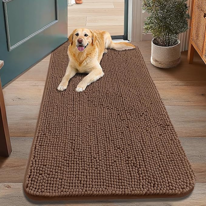 Smiry Dog Door Mat for Muddy Paws 48x30, Absorbent Dirt Trapper, Non-Slip by Smiry
