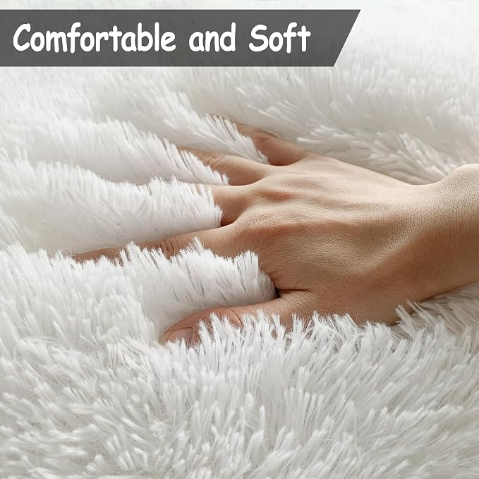 8x10 Area Rug for Living Room, Soft White Fluffy Rug for Bedroom Large Shaggy - Image 4