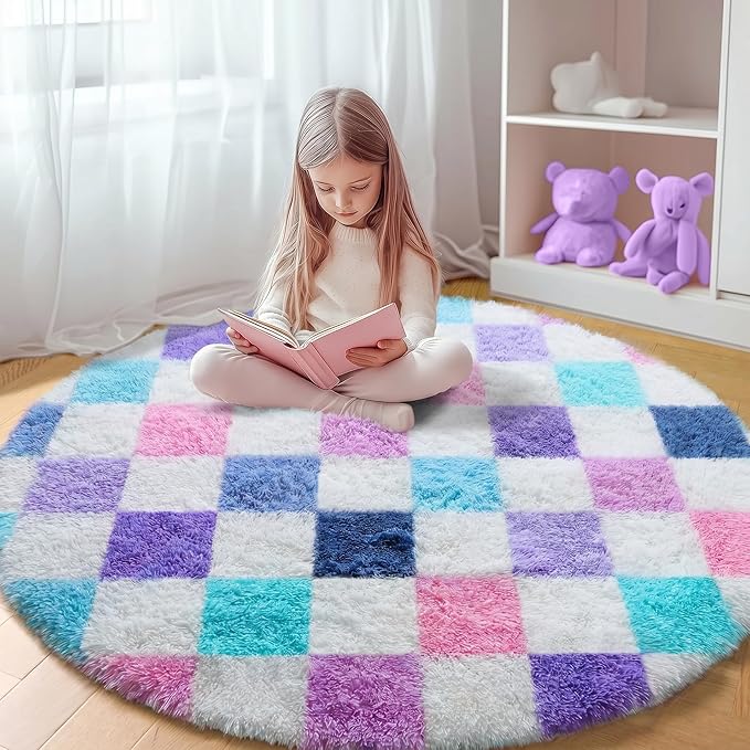 KICMOR Purple Rainbow Round Rugs 5ft by KICMOR