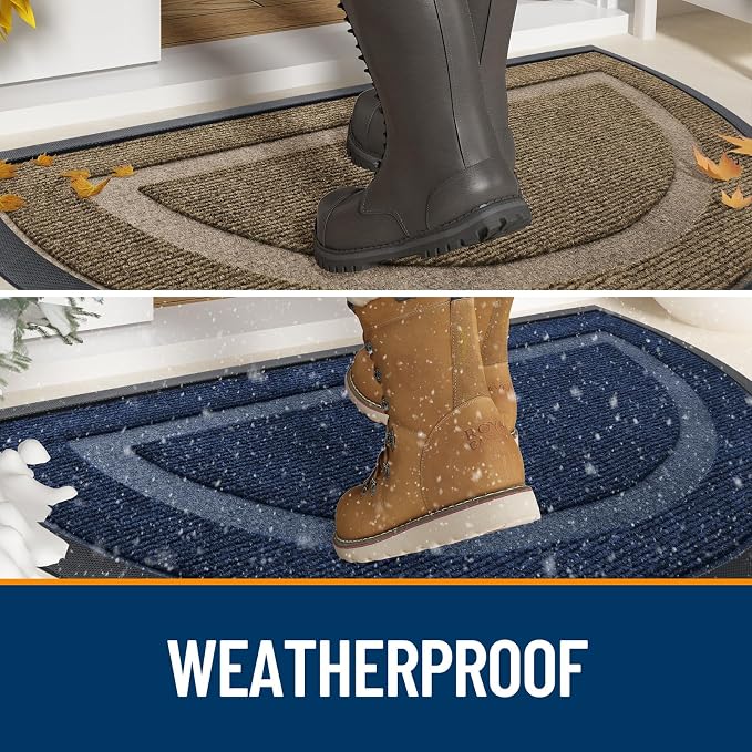OLANLY Half Circle Door Mat Indoor Outdoor Entrance Welcome, Waterproof - Image 2