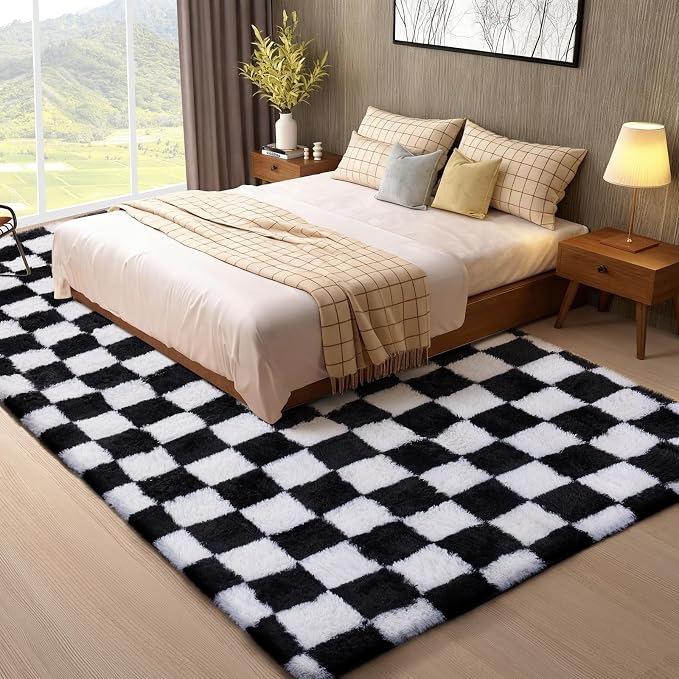 Ophanie Checkered Black & White Rug - Image 5
