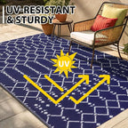 Smiry Outdoor Rug 5x8 ft, Waterproof Reversible Plastic Straw Rugs, Boho - Image 4