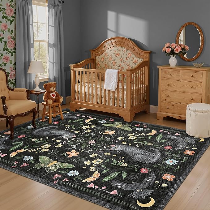 GarveeHome 5x7 Cat Area Rug Black Washable Rugs - Image 8