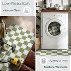 Green White Checkered Entry Rug - Image 5