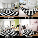 KICMOR 7x9 Area Rug for Living Room Bedroom, Large Black and White Checkered - Image 7