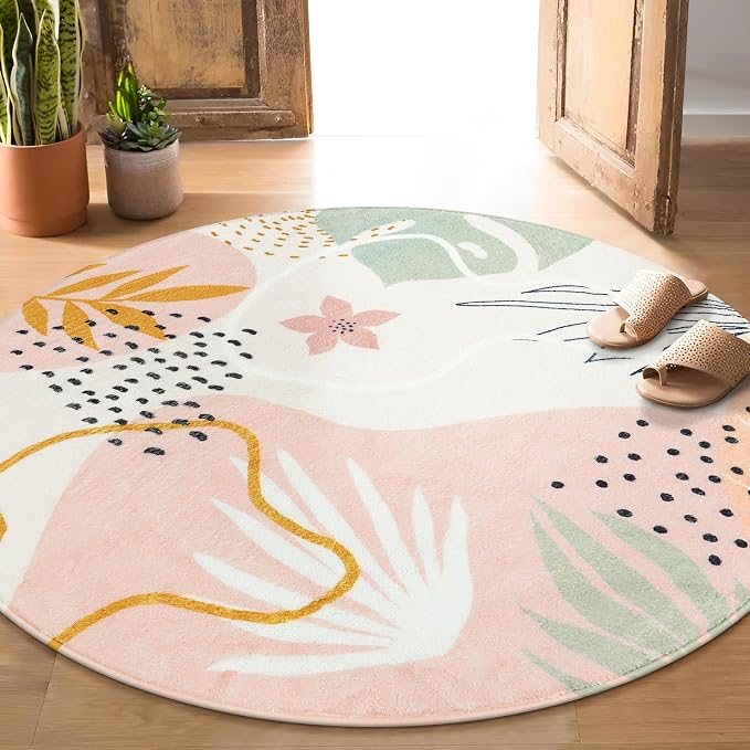 Lahome Pink Round Rug 7Ft by Lahome