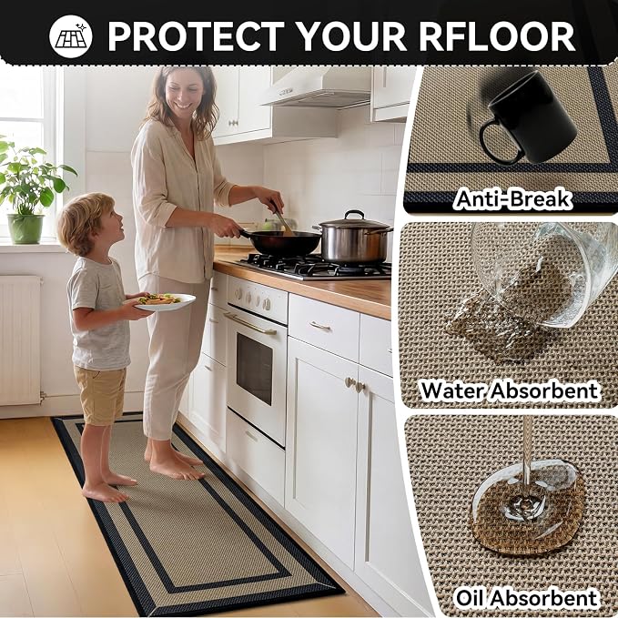 Kitchen Mat Non Slip, Washable Kitchen Rugs, Absorbent Kitchen Mats - Image 4