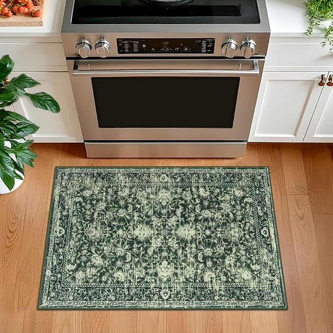 KILOCOCO Small Area Rug 2x3 Entryway Rugs Printed Vintage Floral Washable Rug - Image 3