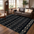 SERISSA 4x6 Area Rugs for Living Room, Washable Non-Slip Black Gold Grad Boho by SERISSAHomeDecorCollection