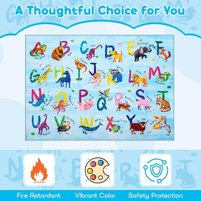 6x9 ABC Classroom Rug for Kids Playroom, Alphabet Rug - Image 5