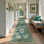 RELEANY Area Rugs Runner 2'x9' Washable Non-Slip, Floral Vintage Distress by RELEANY