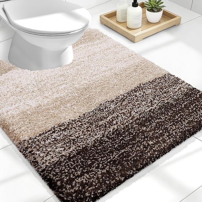 OLANLY Luxury Toilet Rugs U-Shaped 24x20, Extra Soft and Absorbent Microfiber by OLANLY