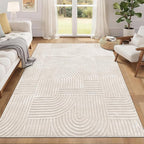 Pauwer 5x7 Washable Area Rugs for Living Room Modern Beige Solid Color Soft by Pauwer