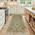 RELEANY Area Rugs Runner 3'x7' Washable Non-Slip, Floral Vintage Distress by RELEANY