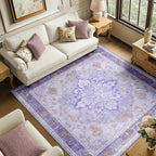 RELEANY Area Rugs Square 6ft Washable Non-Slip, Floral Vintage Distress by RELEANY