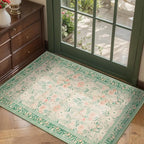 Rugxara Door Mat Floral Entryway Rug, Washable Samll 2x3 Rug, Boho Green Front by Rugxara