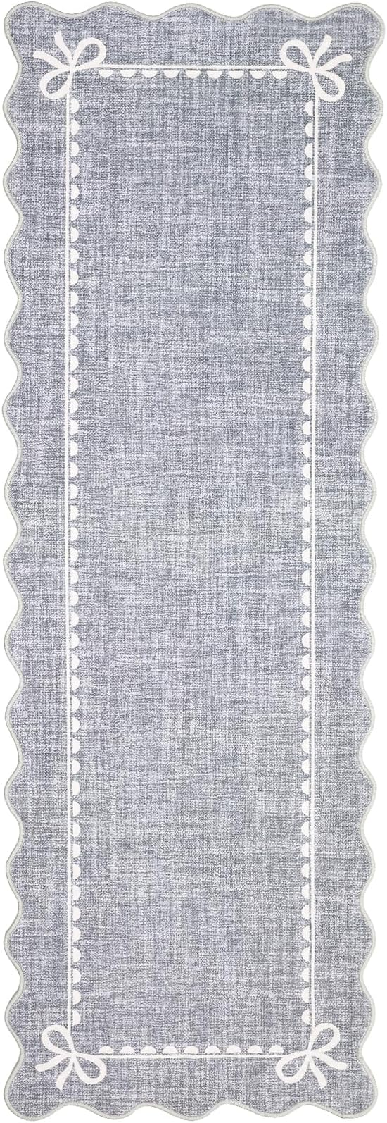GarveeHome Scalloped Bow Rug for Living Room, Solid Grey Rug for Dorm, Washable - Image 4